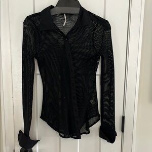 Free People Black Mesh Women's Top